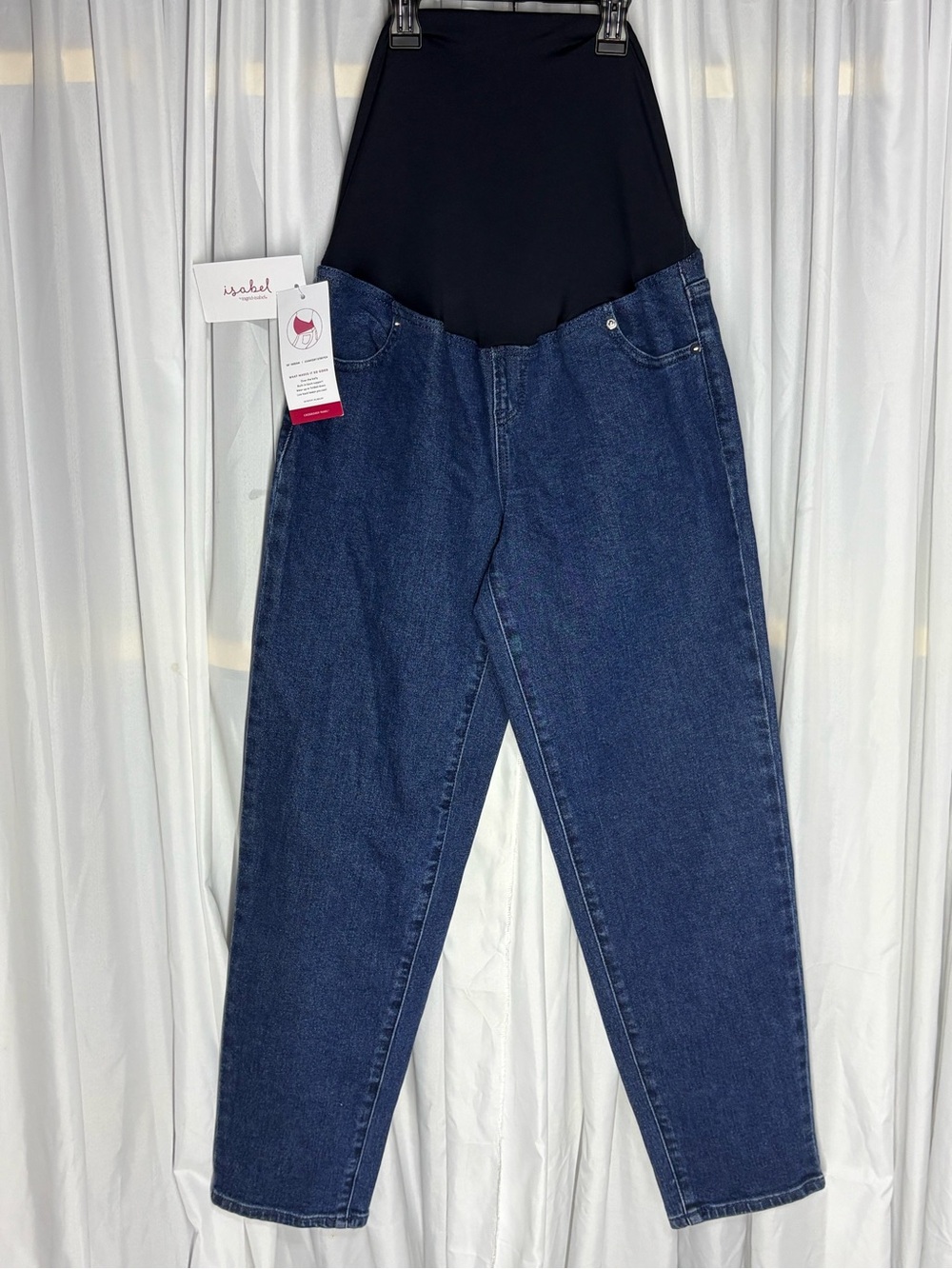 🆕Isabel Maternity Dark Blue Denim Jeans with Crossover Panel 80’s Slim Size 4